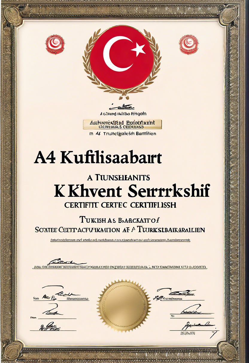 A4 Kuşe Başarı Sertifikası